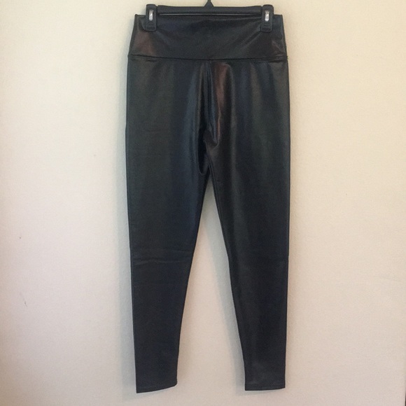 Black High Waisted Poly/Spandex Leggings - Picture 1 of 6